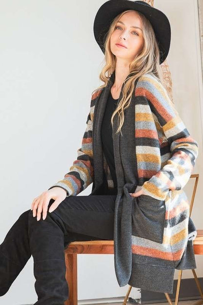 MULTI COLOR STRIPE CARDIGAN