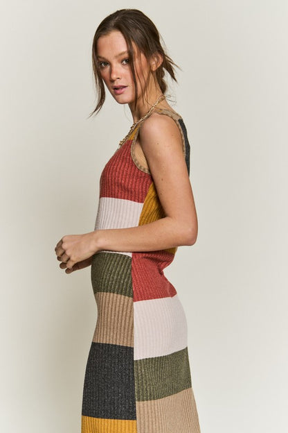 JADE by JANE Knit Color Block Pencil Tank Casual Dress