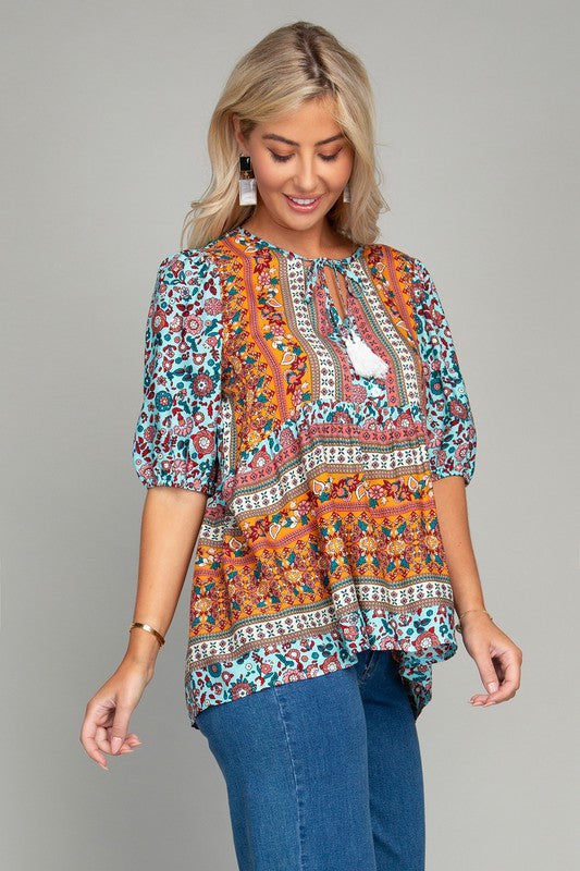 NUVI APPAREL Autumn Tunic top with tassel