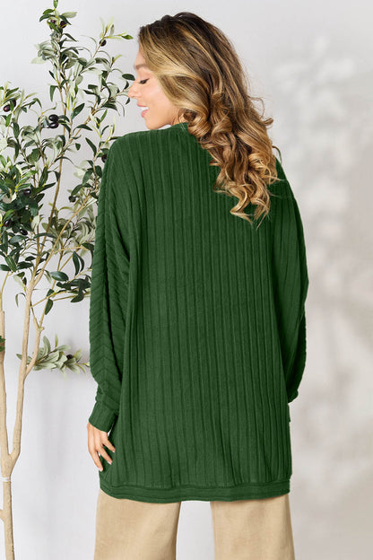 BASIC BAE Full Size Ribbed Cocoon Warm Cardigan