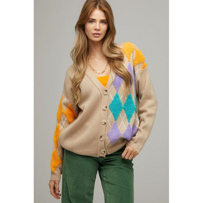 DAVI & DANI Plus V Neck Button Front Cardigan