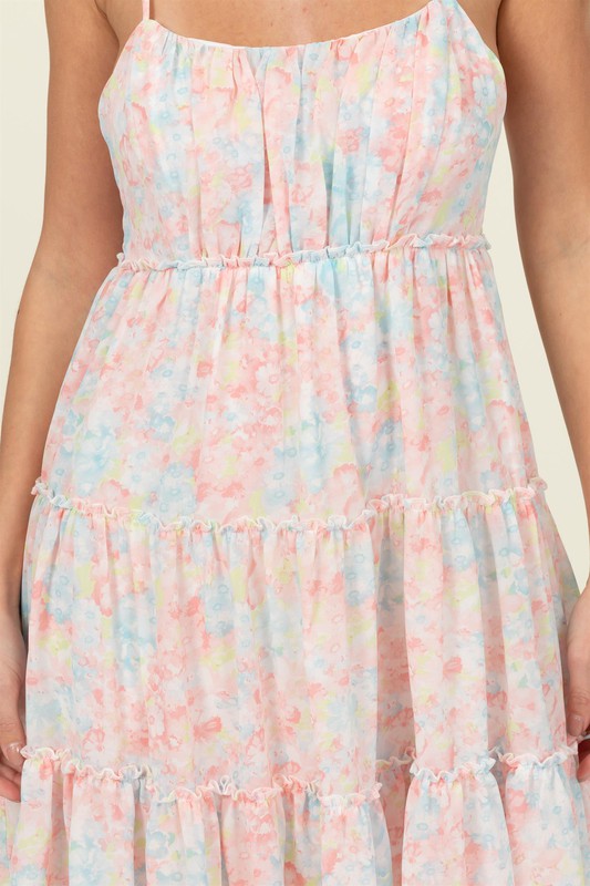 HYFVE Flirty Floral Tie-Strap Midi Dress