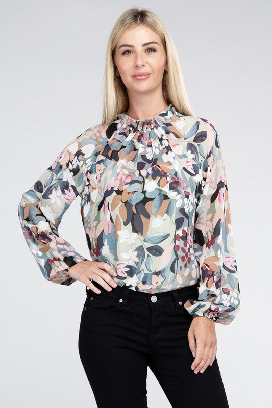 NUVI APPAREL Chiffon Floral Blouse