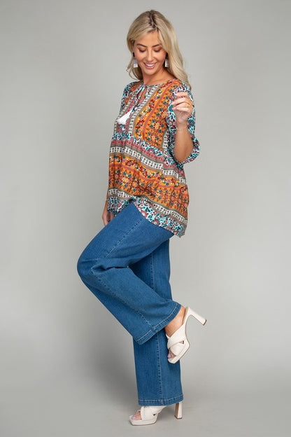 NUVI APPAREL Autumn Tunic top with tassel