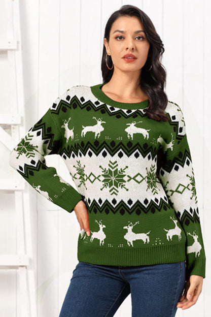 Traditional Reindeer Round Neck Christmas Sweater