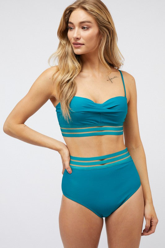 DAVI & DANI Solid Two Piece Swimsuit