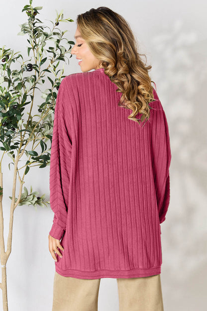 BASIC BAE Full Size Ribbed Cocoon Warm Cardigan