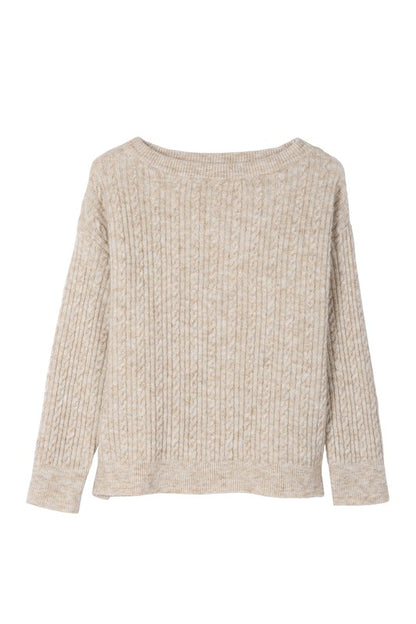 LILOU Beige Oversize cable Sweater