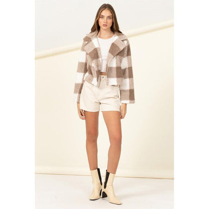 HYFVE Lucky Break Plaid Fur Jacket