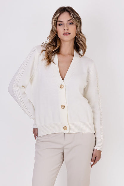 MKM Luxurious European Hip-length Button Knitted Sweater Cardigan