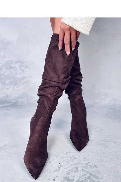 INELLO European Suede Knee-High Stiletto Heel Boots