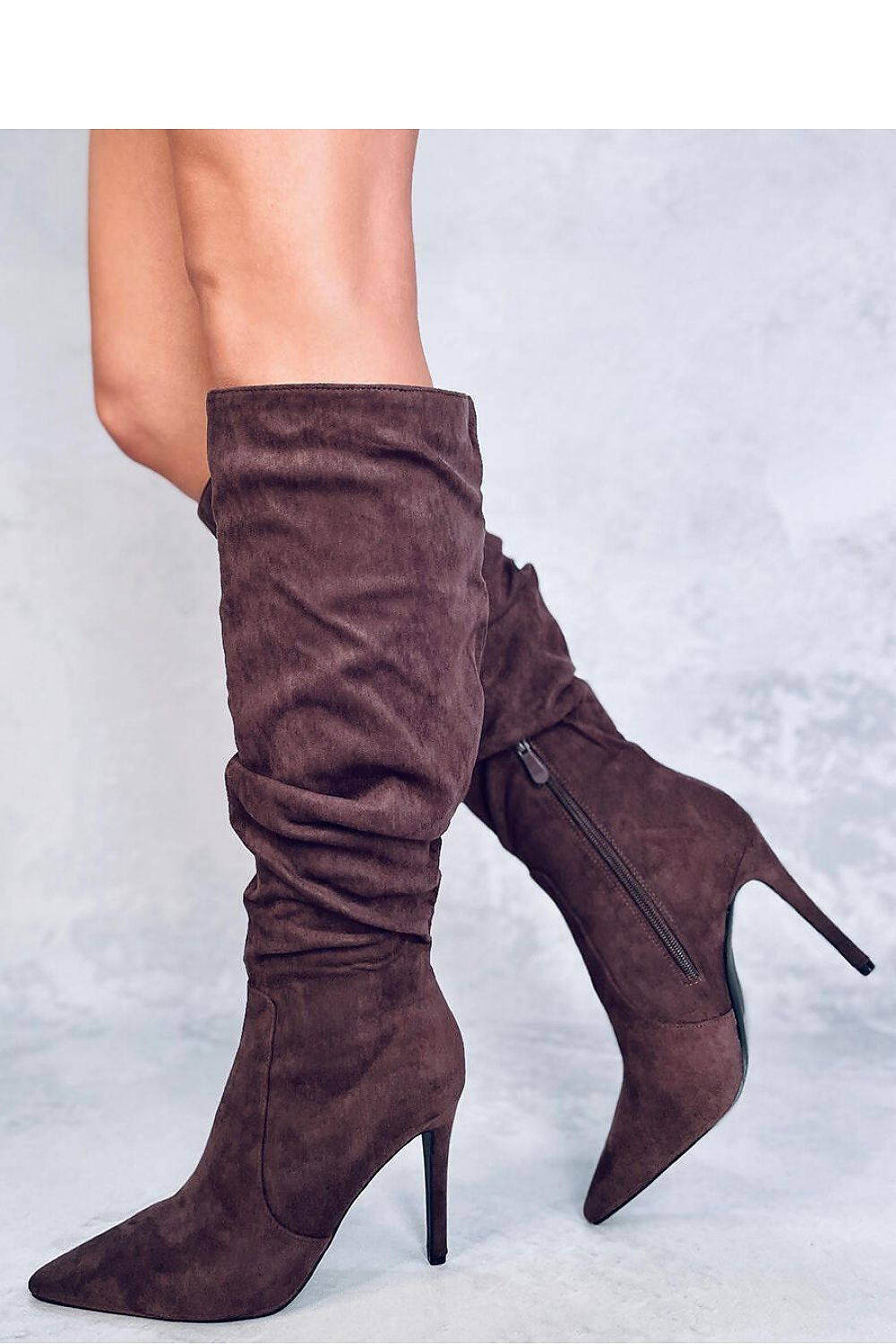 INELLO European Suede Knee-High Stiletto Heel Boots