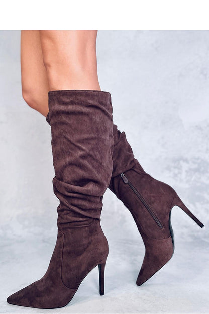 INELLO European Suede Knee-High Stiletto Heel Boots