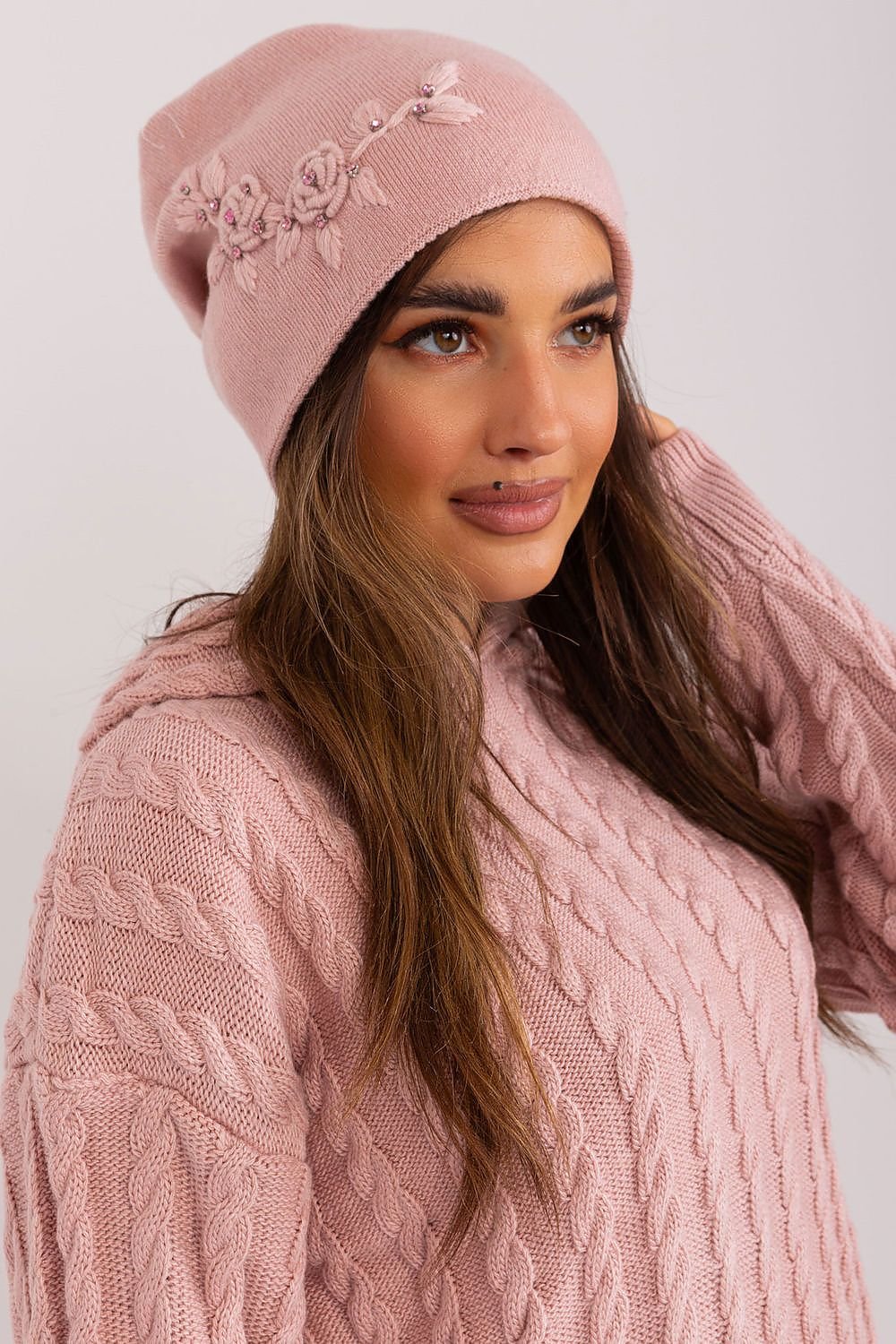 A.T. European Women's Acrylic Cashmere Winter Cap with Decorative Applique