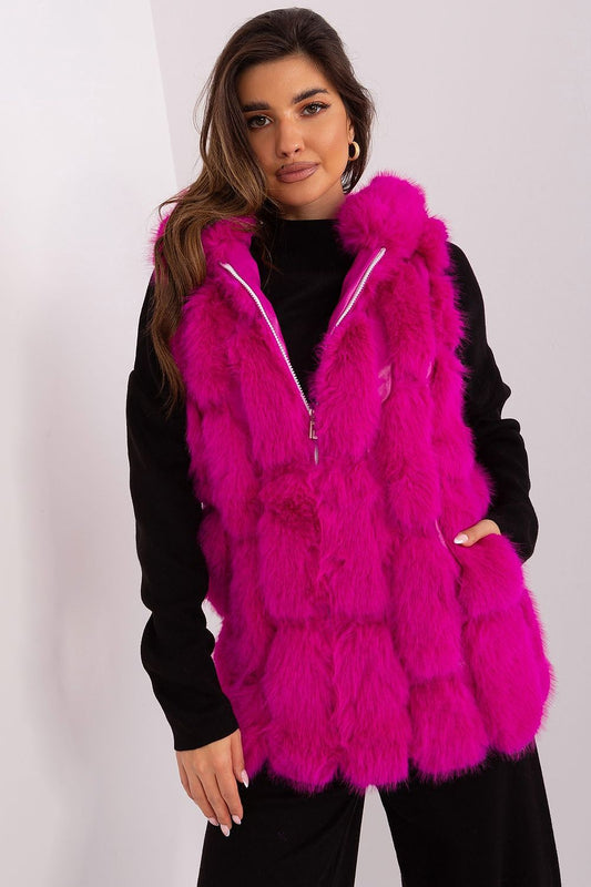 A.T.  European Women's Faux Fur Hooded Winter Vest/Gilet-up to 3XL