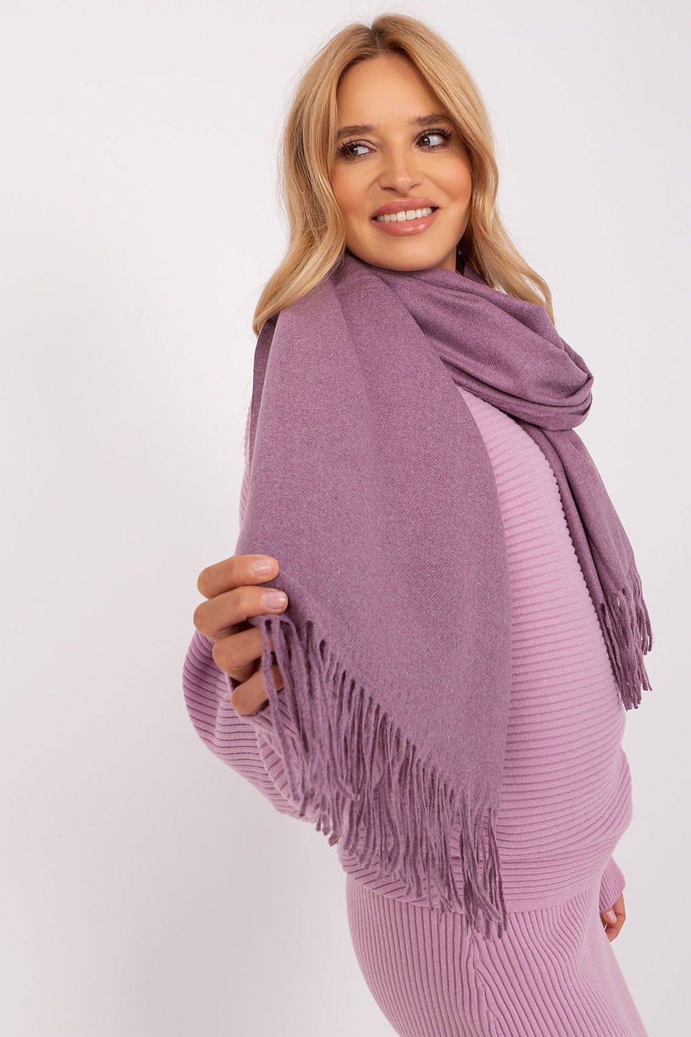 A.T. Long European Winter Shawl with Decorative Tassels