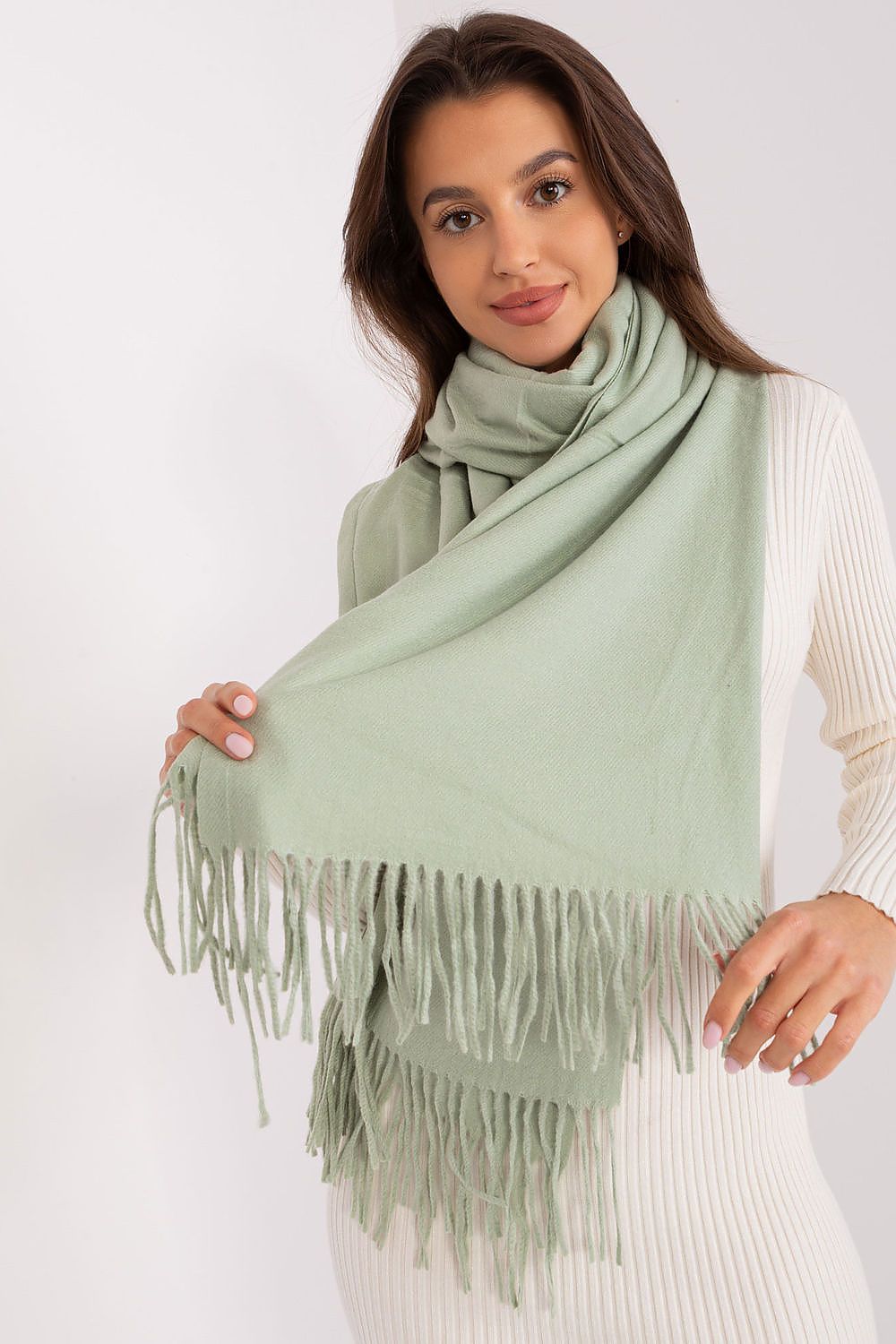 A.T. Long European Winter Shawl with Decorative Tassels