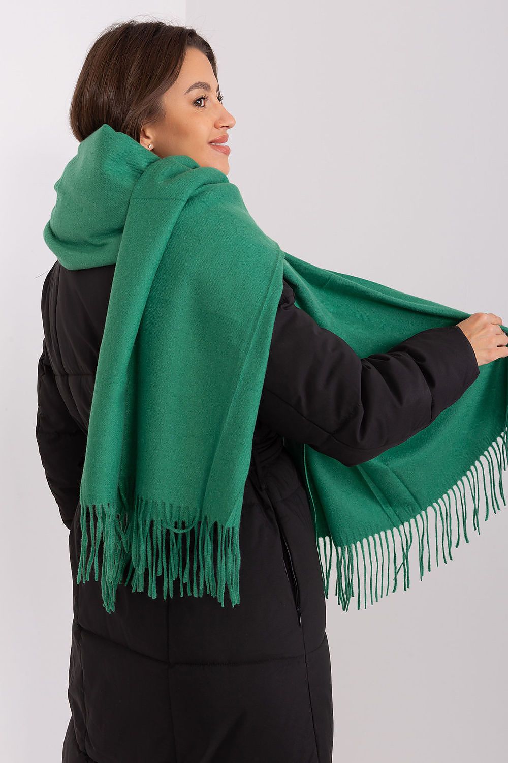 A.T. Long European Winter Shawl with Decorative Tassels