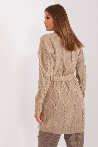 BADU Knitted Open Cardigan with a Belt-model 187754