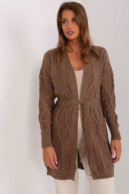 BADU Knitted Open Cardigan with a Belt-model 187754