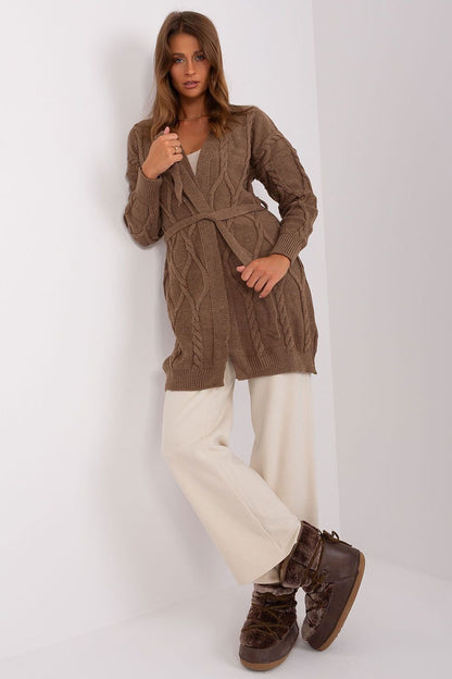 BADU Knitted Open Cardigan with a Belt-model 187754