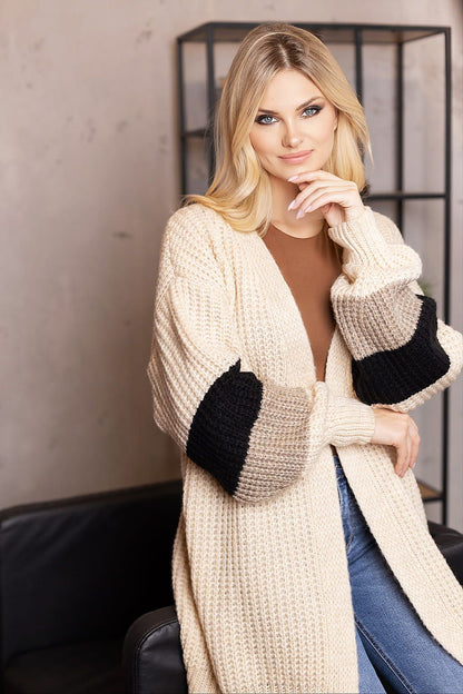 PEEKABOO Oversized European Knitted Open Cardigan-model 188774