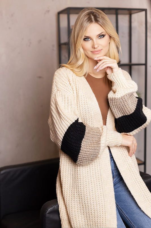 PEEKABOO Oversized European Knitted Open Cardigan-model 188774