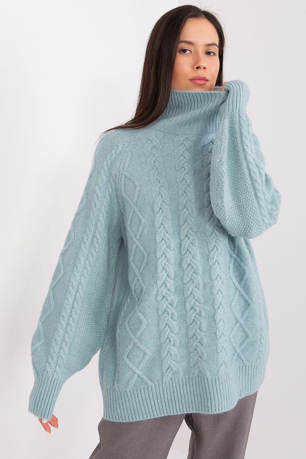 A.T. Oversized European Knitted Turtleneck Sweater-model 189230