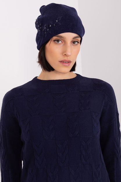 A.T. European Women's Acrylic Cashmere Winter Cap with Decorative Applique