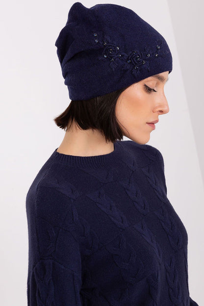 A.T. European Women's Acrylic Cashmere Winter Cap with Decorative Applique