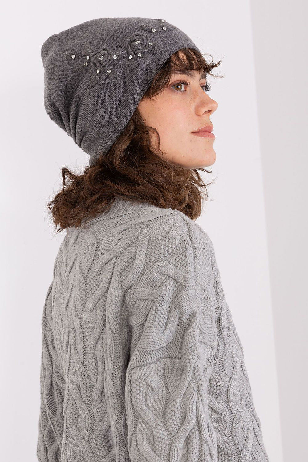 A.T. European Women's Acrylic Cashmere Winter Cap with Decorative Applique