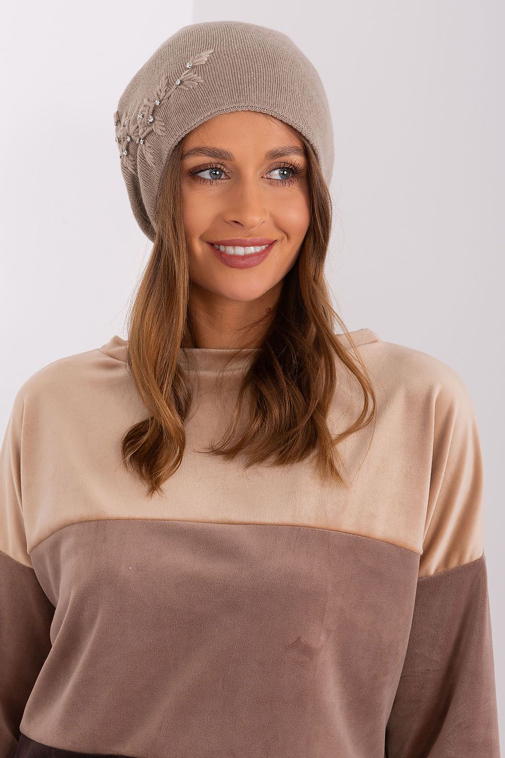 A.T. European Women's Acrylic Cashmere Winter Cap with Decorative Applique