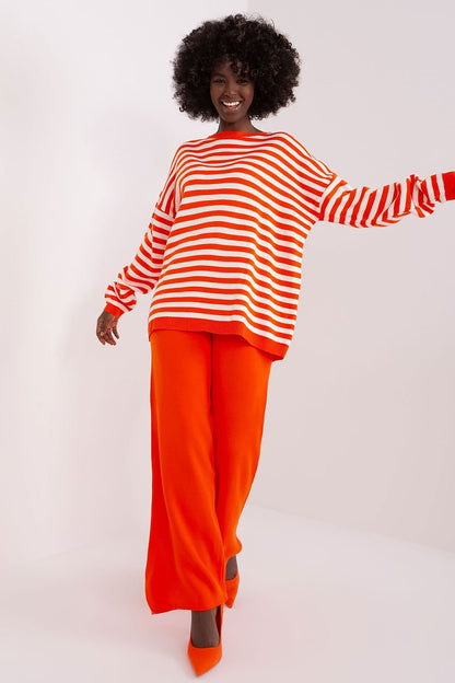 BADU 2 Piece European Striped Pullover Sweater and Pants Set