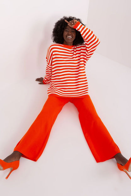 BADU 2 Piece European Striped Pullover Sweater and Pants Set