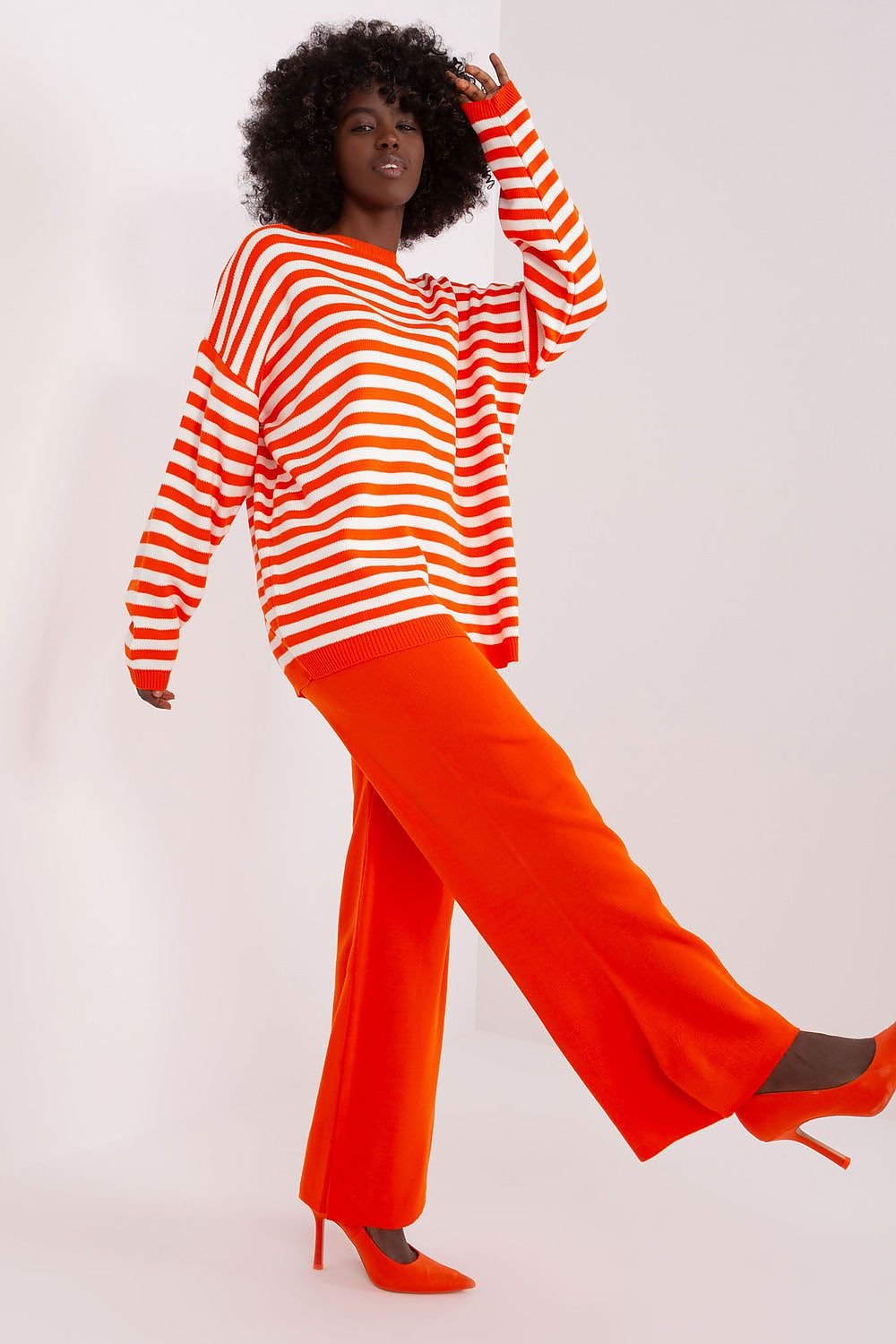 BADU 2 Piece European Striped Pullover Sweater and Pants Set