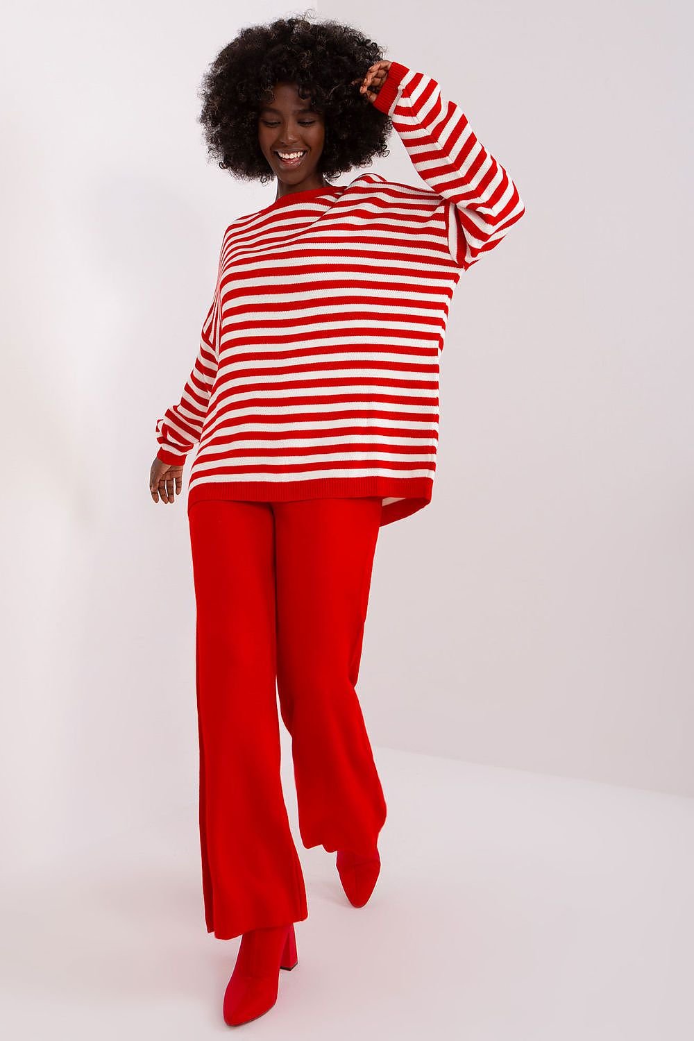 BADU 2 Piece European Striped Pullover Sweater and Pants Set