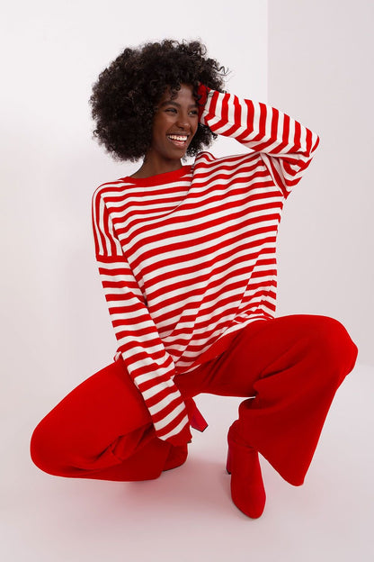 BADU 2 Piece European Striped Pullover Sweater and Pants Set