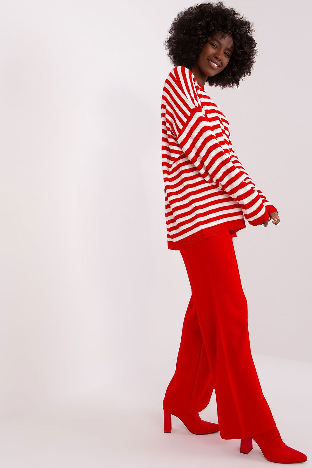 BADU 2 Piece European Striped Pullover Sweater and Pants Set