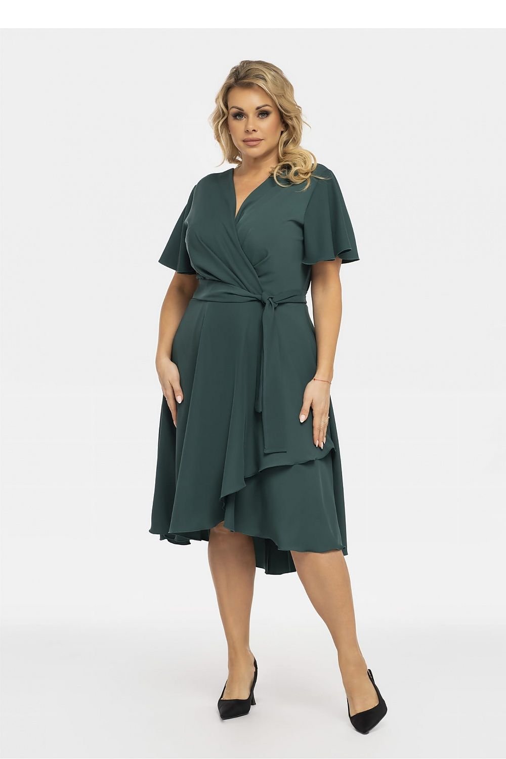 KARKO Women's Plus size Wrap Knee-length Dress