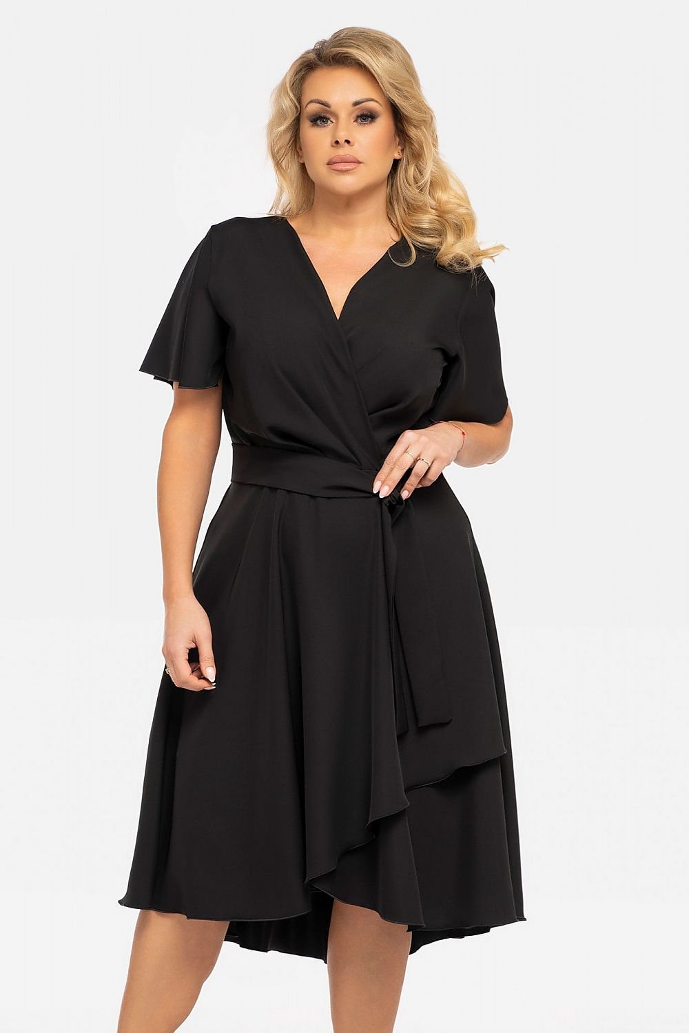 KARKO Women's Plus size Wrap Knee-length Dress