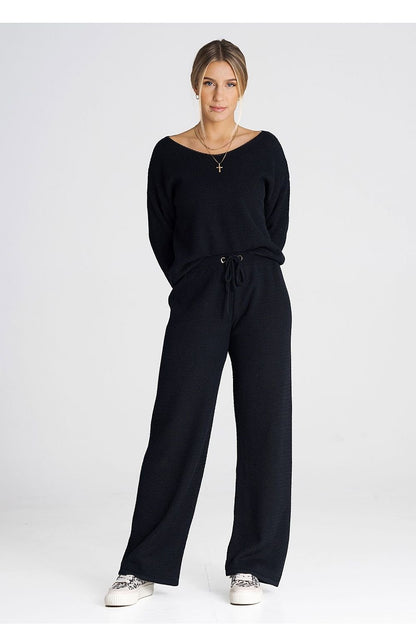 FIGL 2 Piece European Knit Sweatshirt and Loose Pants Set