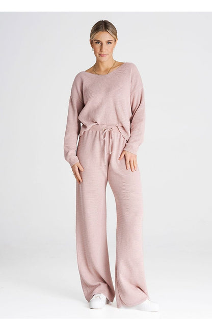 FIGL 2 Piece European Knit Sweatshirt and Loose Pants Set