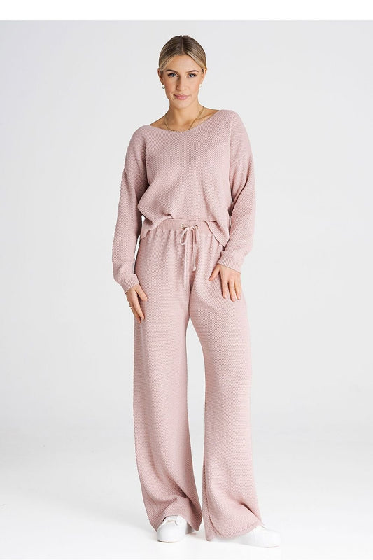 FIGL 2 Piece European Knit Sweatshirt and Loose Pants Set