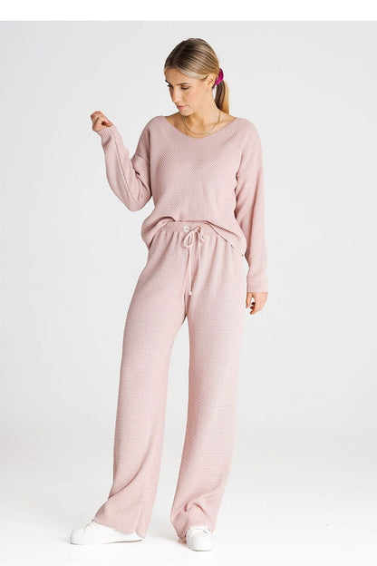 FIGL 2 Piece European Knit Sweatshirt and Loose Pants Set