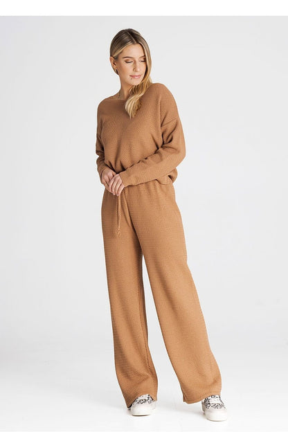 FIGL 2 Piece European Knit Sweatshirt and Loose Pants Set