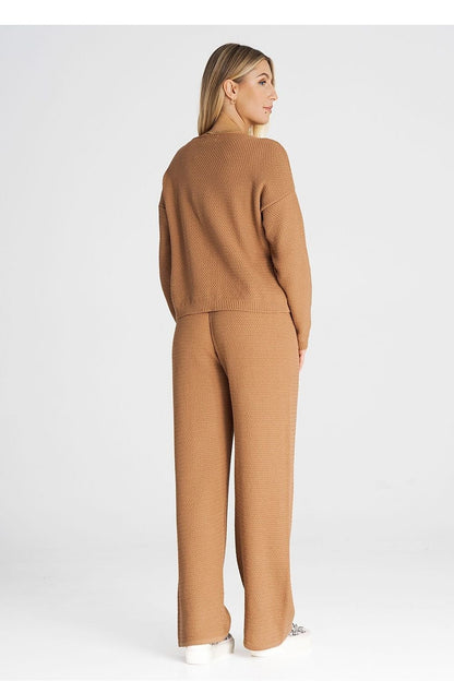 FIGL 2 Piece European Knit Sweatshirt and Loose Pants Set