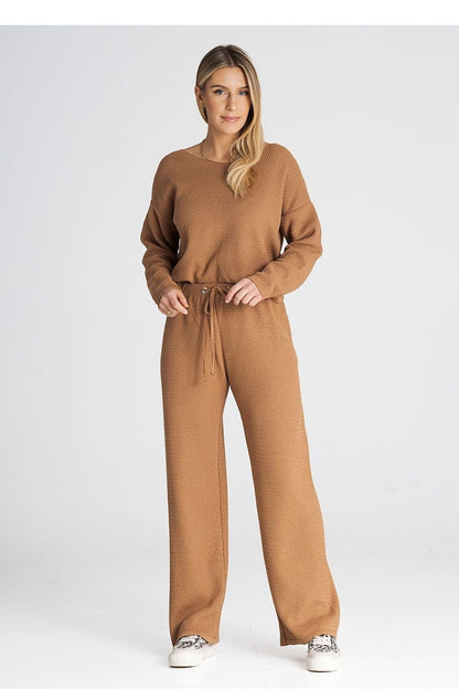 FIGL 2 Piece European Knit Sweatshirt and Loose Pants Set