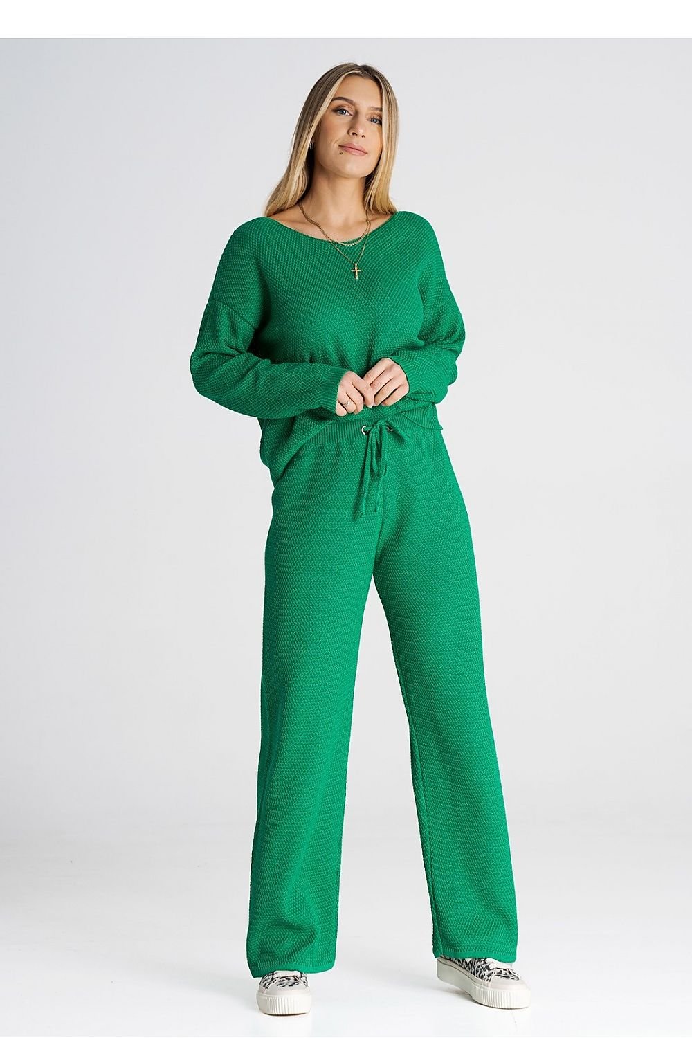 FIGL 2 Piece European Knit Sweatshirt and Loose Pants Set