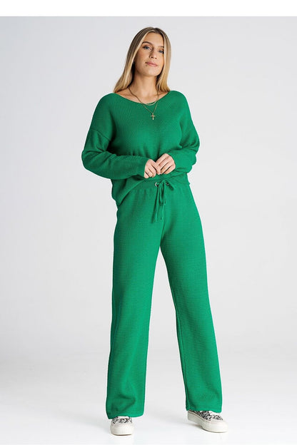 FIGL 2 Piece European Knit Sweatshirt and Loose Pants Set