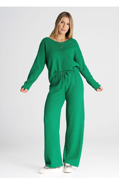 FIGL 2 Piece European Knit Sweatshirt and Loose Pants Set